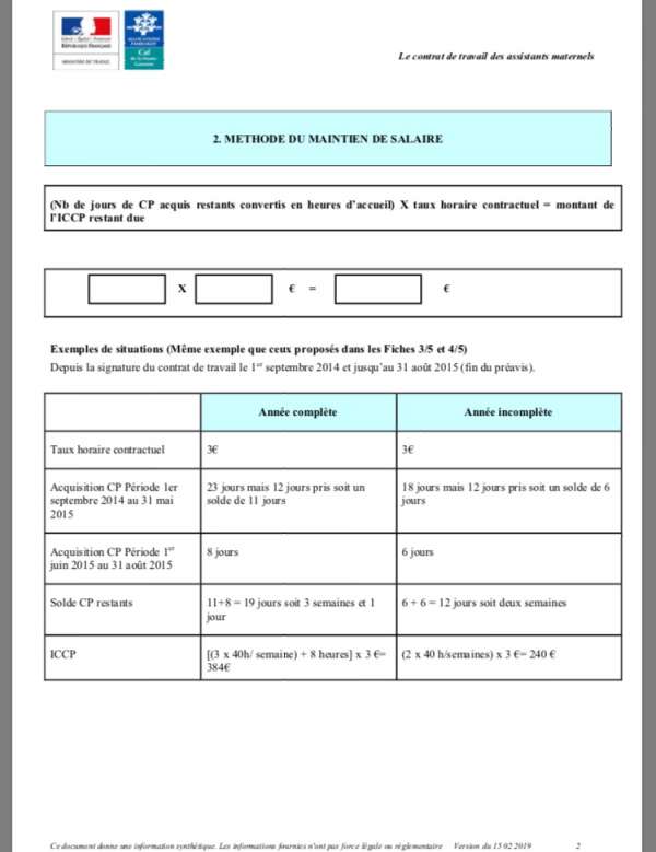 Calcul Des Indemnités Cp | Assistantes-Maternelles.NET